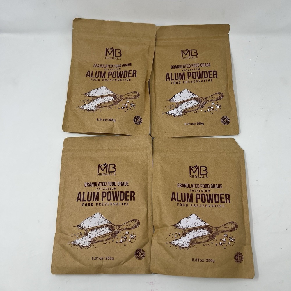 4x MB Herbals Alum Powder 250 Gram 8.8 Oz Granulated Potassium Alum Preservative